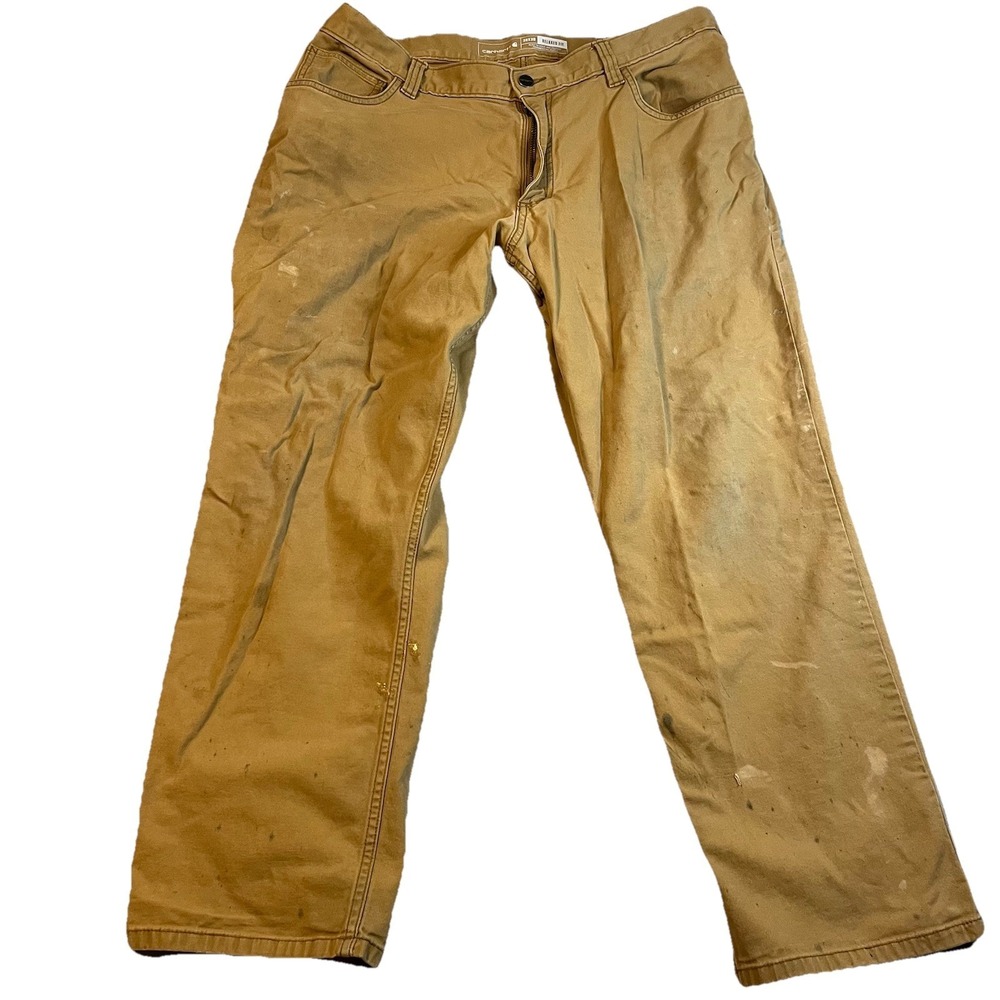 Carhartt Men's Brown Cotton Work Pants 38x30 Relaxed Fit for Construction